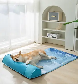 Summer Ice Silk Pet Mats Pads Washable Dog Cooling Matress Waterproof Pet Beds House Dogs Cushion Cover for Sleeping Rest
