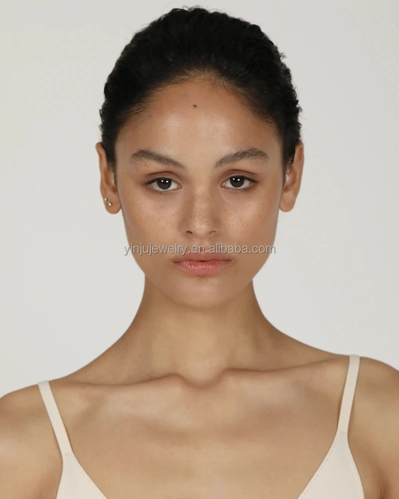 Yinju Fashion 14k Gold 18k Gold Plated Peridot Oval Double Cz Stud Earring Silver 925 Sterling