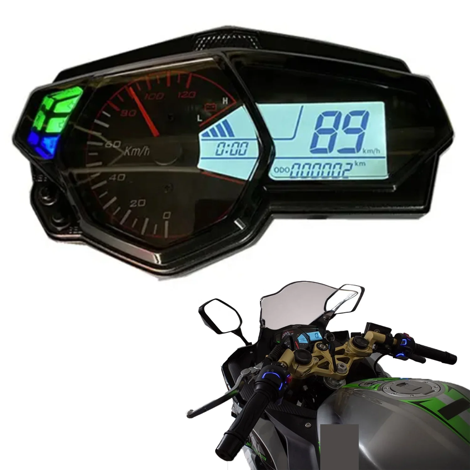 LCD Digital Motorcycle Dashboard Moto Speedometer Fuel Gauge