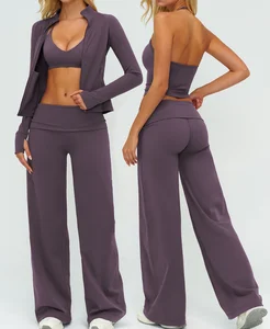 New Slim Fitness Active Wear Set High Elastic Quick Dry Jacket Workout Clothing Sports Gym Tight Yoga Sets for Women