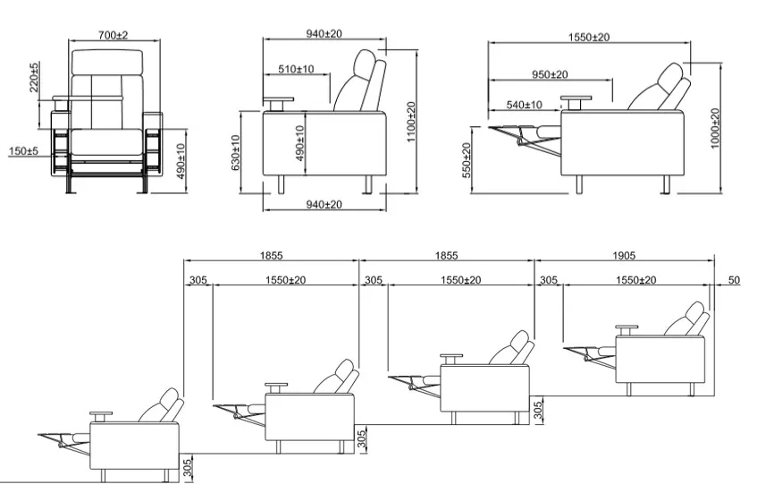 Commercial Luxury Electric Vip Cinema Seats Sofa Movie Theater
