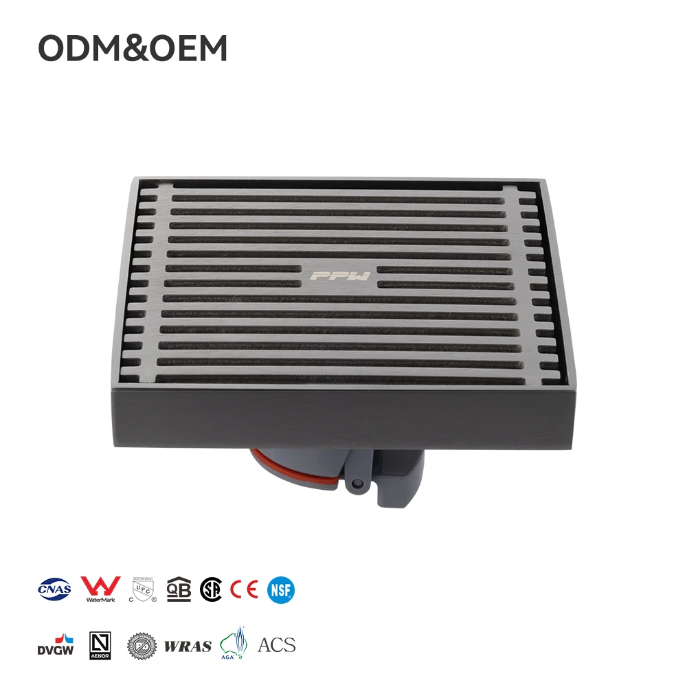 PPW High Quality Square Strainer Stainless Steel Anti-Corrosion Odor Resistant Compression Connection Bathroom Modern Design