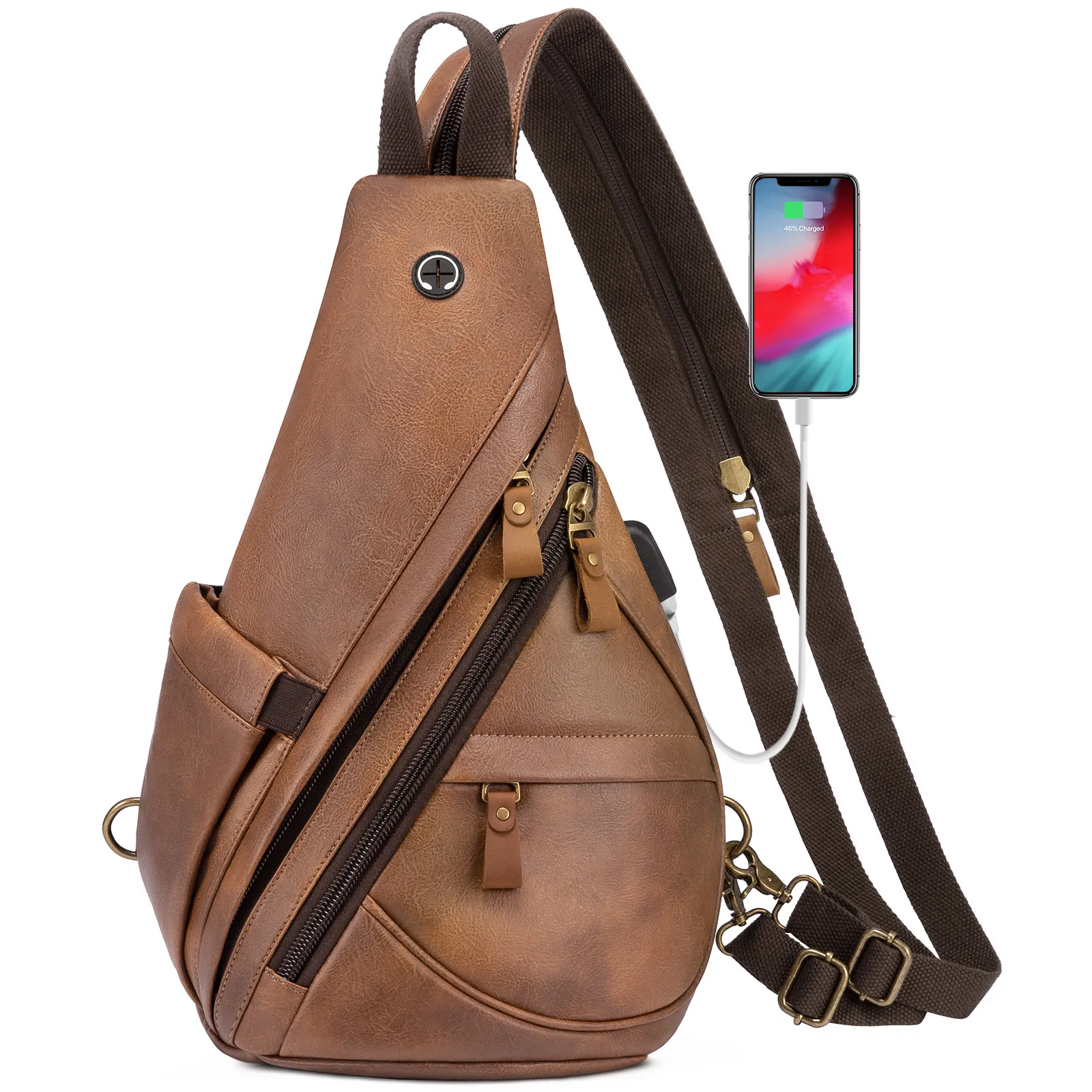 LOVEVOOK Fashion Canvas Crossbody Backpack - Waterproof PU 