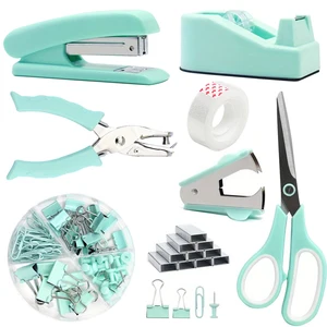 Wholesale Metal 24/6 Standard Green Stapler School Office Home Custom Logo Stapler Set with Scissors