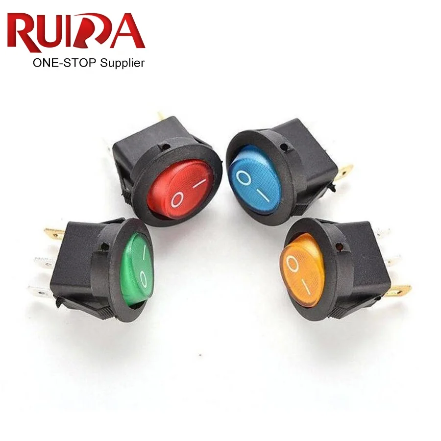 SPST 24V/12V 20A Led Light Power Switch Car Button Lights Rocker Toggle Switch 3 Pin on OFF Round Rocker Switch T105 55