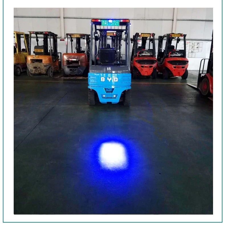 フォークリフト用ブルーLED警告灯 10-80V IP68防水 CE/ROHS認証