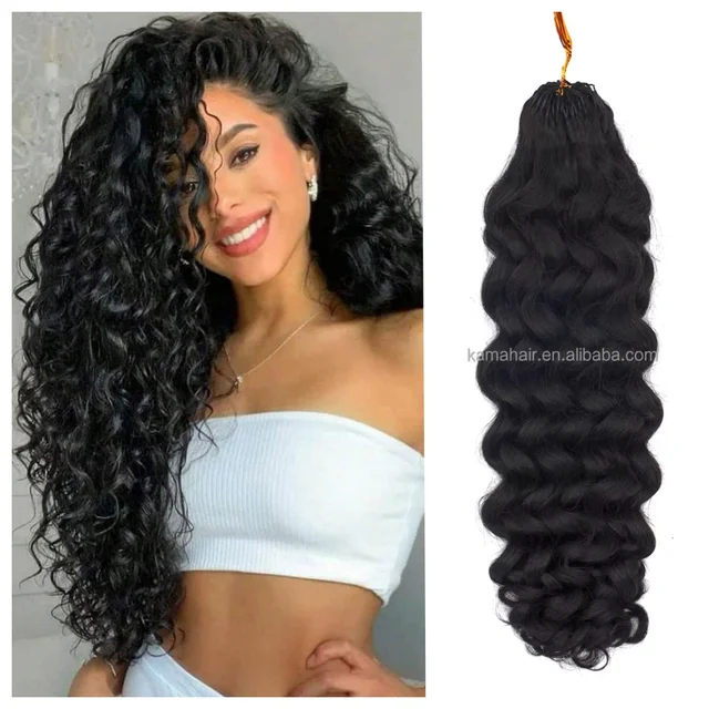KAMA Feather Tip Crochet Human Hair Extension Deep Curly No Weft Boho Braiding Bulk Hair Wholesale Price