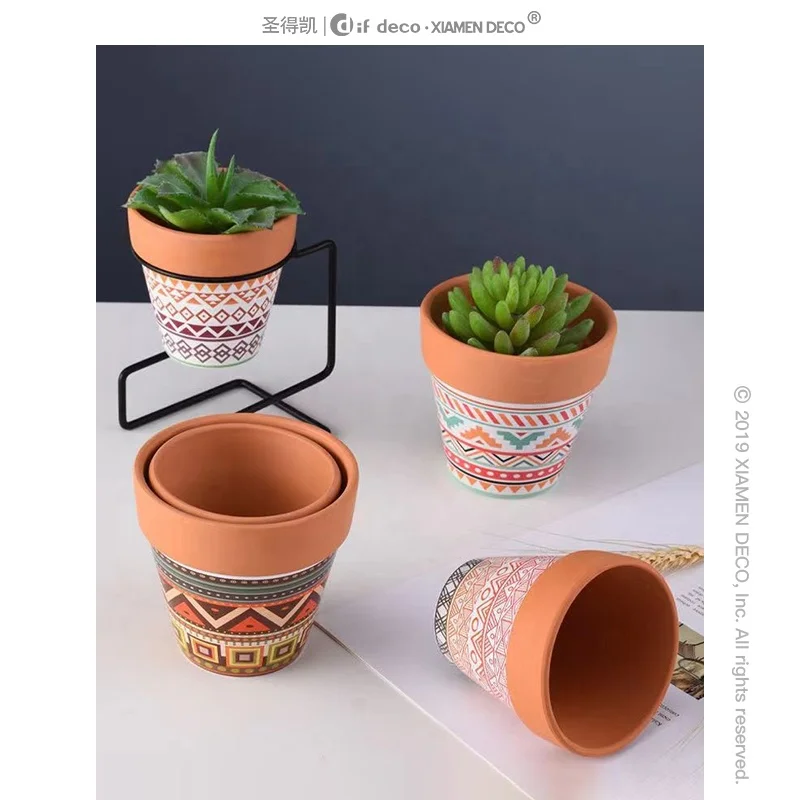 Wholesale Home Garden Decoration Italian Terracotta Flower Pots Custom Succulent Cactus Plant Pot Clay Shallow Planters
