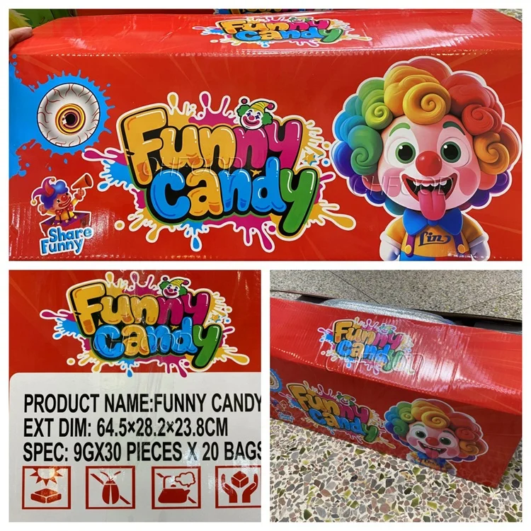 Wholesale Funny Clown Themed Gummy Candy Set with Novelty 3D Eyeball and Tongue Shapes Halal Sour Fruit Flavor Jelly Candy