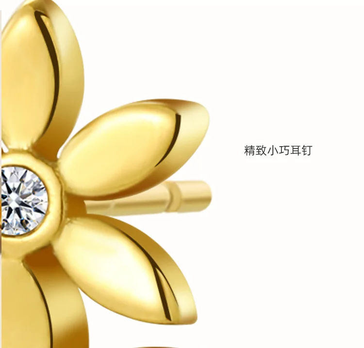 High Quality New Fashion Design Cz Simple Style Flower Stainless Steel