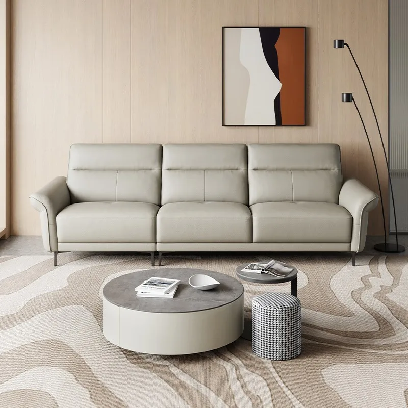 Modern Minimalist Genuine Leather Sofa Set Furniture Living Room ...