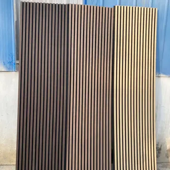2400*600mm Natural Dark Smoke Oak Veneer Wood Absorbing Sound Proof Wall Akupanels Acoustic Panels
