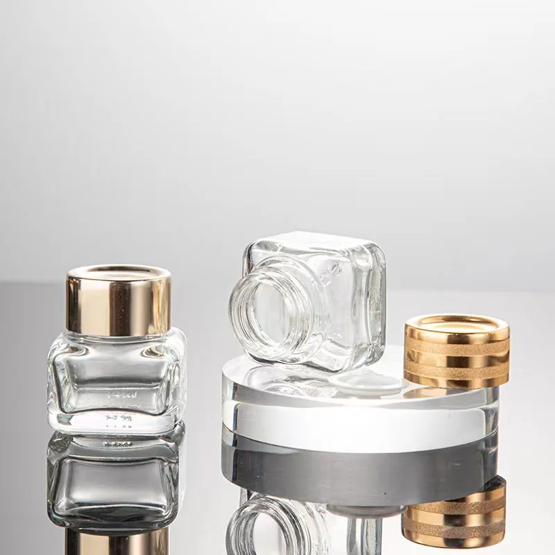 High-End 15g Clear  Glass Square Jars Aluminum Lid  Cosmetic Skincare Packaging Container Body Face Eye Cream Paint manufacture