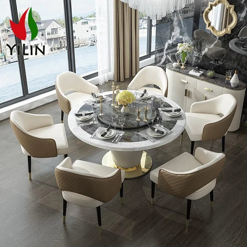 New Design Round Table Top Marble Dining Table Home Dining Room Furniture Hotel Wedding Banquet Dining Table