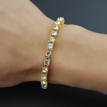 High Quality Zircon Bracelet Stainless Steel Sparkling Round Cut Crystal CZ Jewelry Cool Hip hop Men Tennis Bracelet