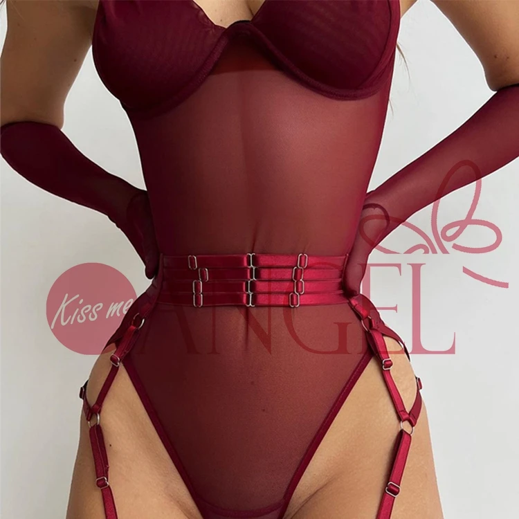 KISS ME ANGEL New Internet Celebrity Sexy Underwear See-through Mesh Shapewear Onesie Sexy Girls Teddy Sexy Lingeries Erotic