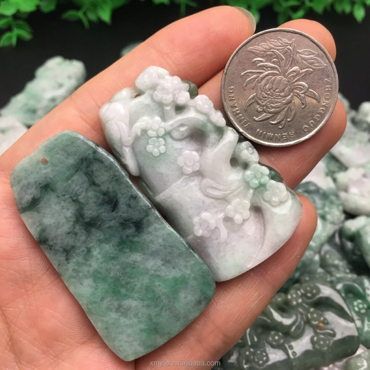 Certified Grade A Natural Green purple Jadeite Jade Pendant Landscape high quality Z318366284