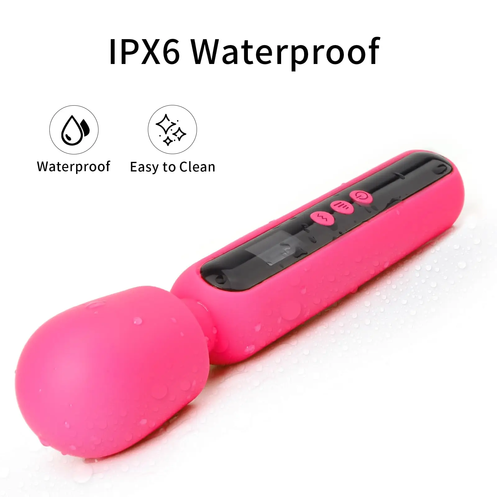 Rose Red Powerful Massage Tool Quiet Motor Percussion Cordless Wand Handheld Massager Vibrator Women Adult Sex Toys with Display