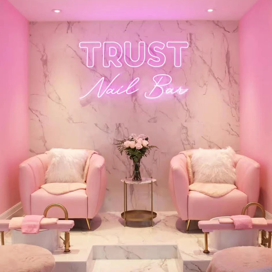 モダンサロン配管なしベビーピンクペディキュアチェアネイルサロン