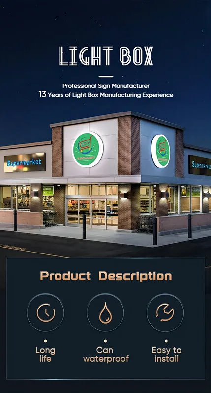 Custom Round Light Box Store front Sign LED Light Box Sign Board ...