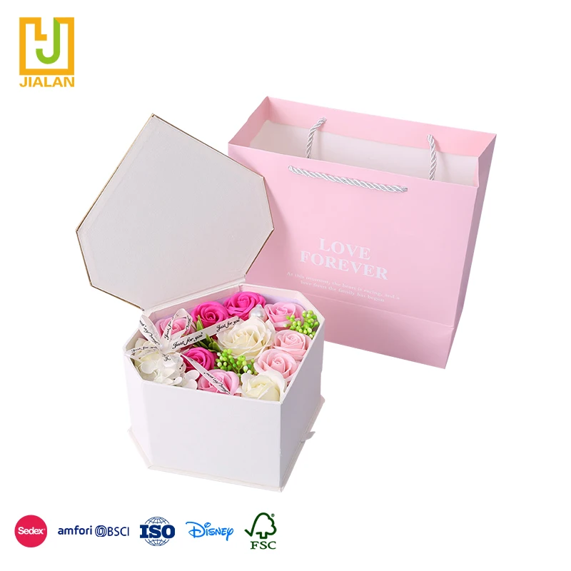 Wholesale Custom Luxury Cardboard Box Heptagonal Storage Case Lipstick Flower Packaging Gifts Box