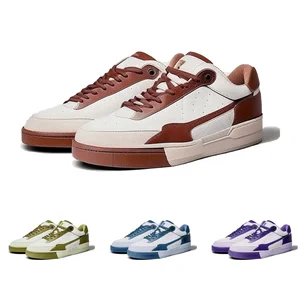 Autumn Winter New Men's Leisure Sports Running Shoes Retro Cushion Patent Leather Soft Sole Canvas Upper Lace-up Skateboard