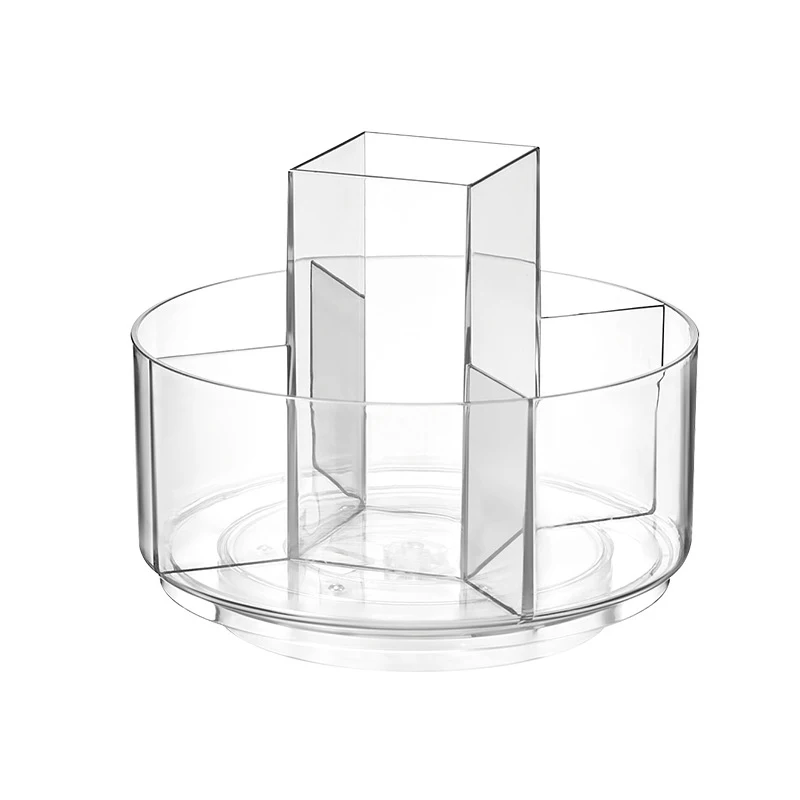 Новинка многофункциональные настольные канцелярские принадлежности косметика пластиковый прозрачный ПЭТ круглый вращающийся органайзер для