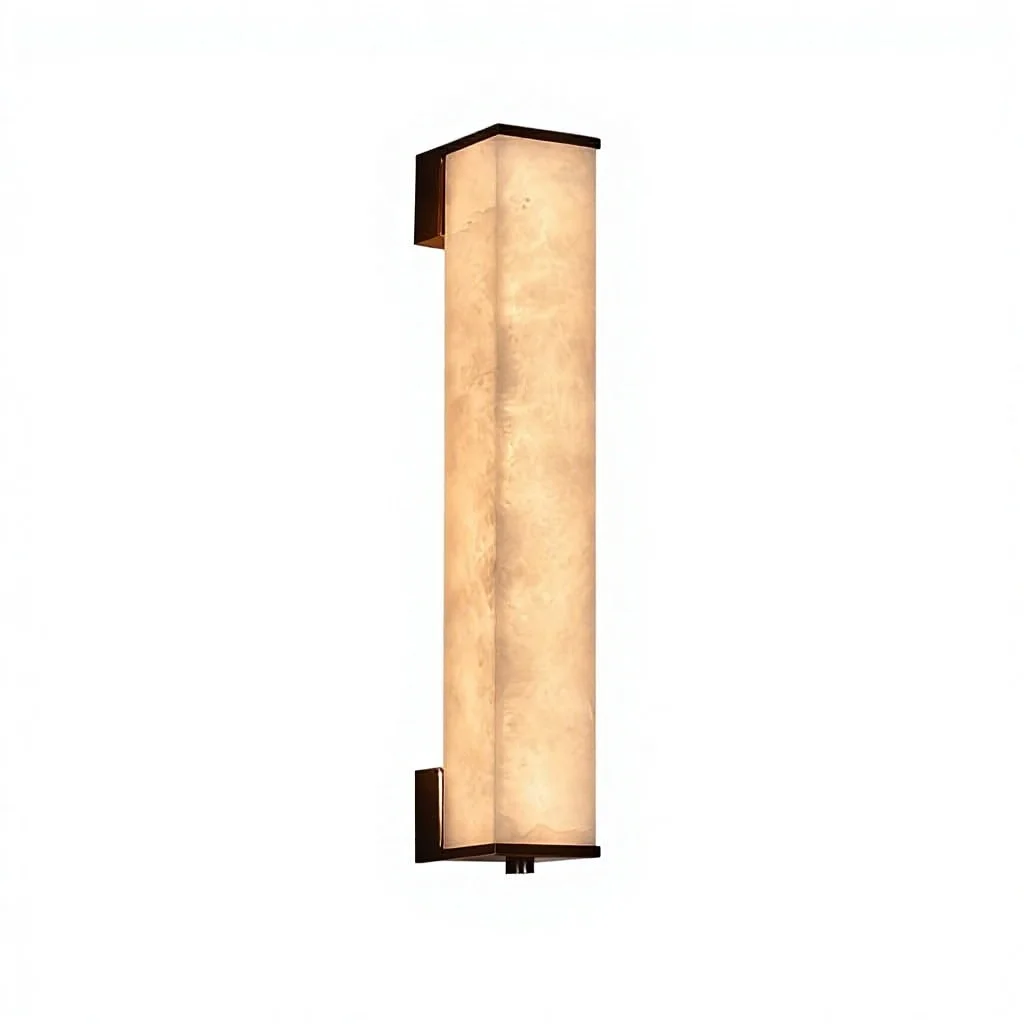 New Chinese Style All-Copper Natural Marble Wall Lamp with Wall Switch Control for Multi-Room Use