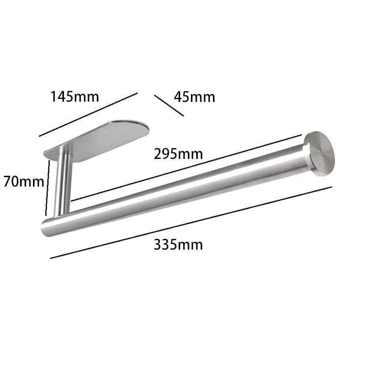 Stainless Steel No Drilling Bathroom Cabinet Under Tissue Holder 3M Adhesive Large Capacity  Kitchen Paper Towel Roll Holder