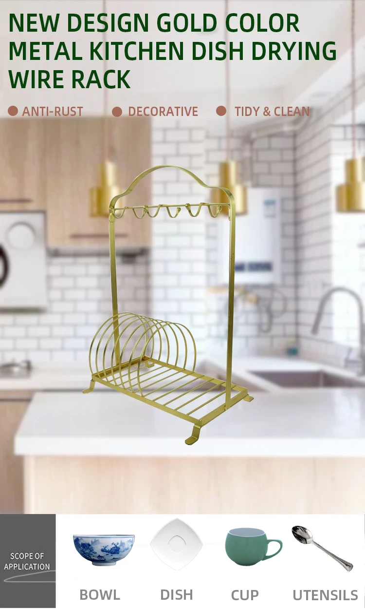 Elegant Luxury Gold Flatware Dish Rack Mug Tree Holder Plate Organizer ...