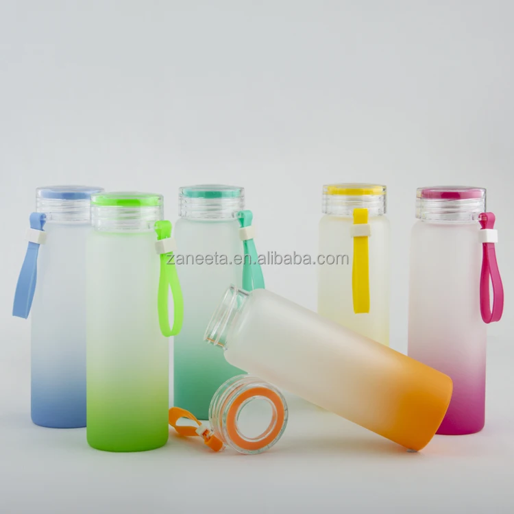 500ml Sublimation Blank Frosted Gradient Color Drinkware Matte Glass Water Bottles