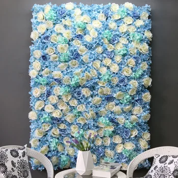 wedding flower wall high quality artificial silk rose and hydrangea designs panels backdrop decorative