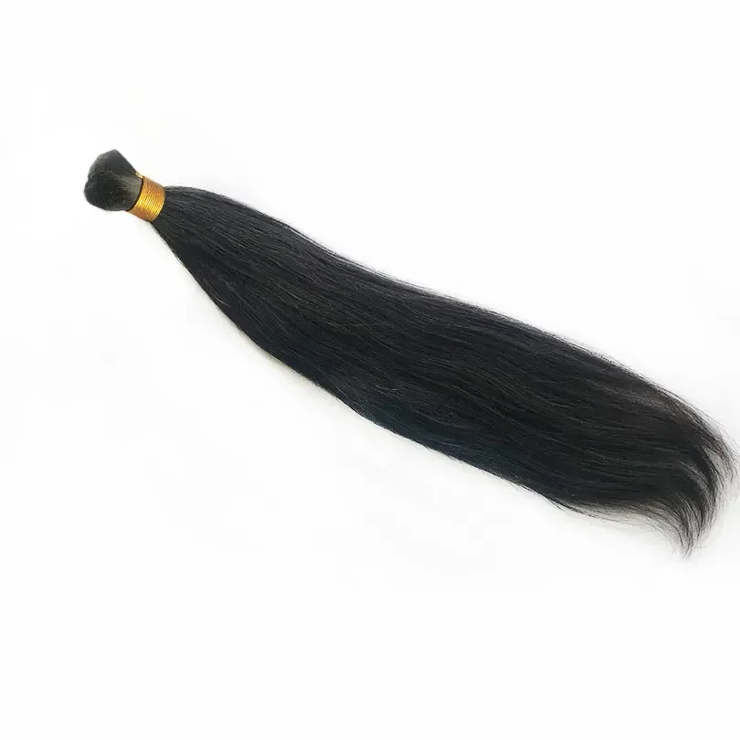 Yaki Straight Hair Bulk Human Hair for Braiding Natural Color Malaysian Remy Extensions_voghion.com