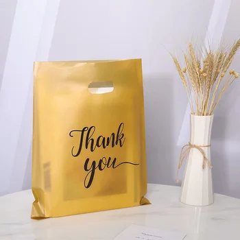 Die Cut Plastic Shopping Bags with Thank You Logo Boutique Bags with Handles for Merchandise Gifts Trade Show