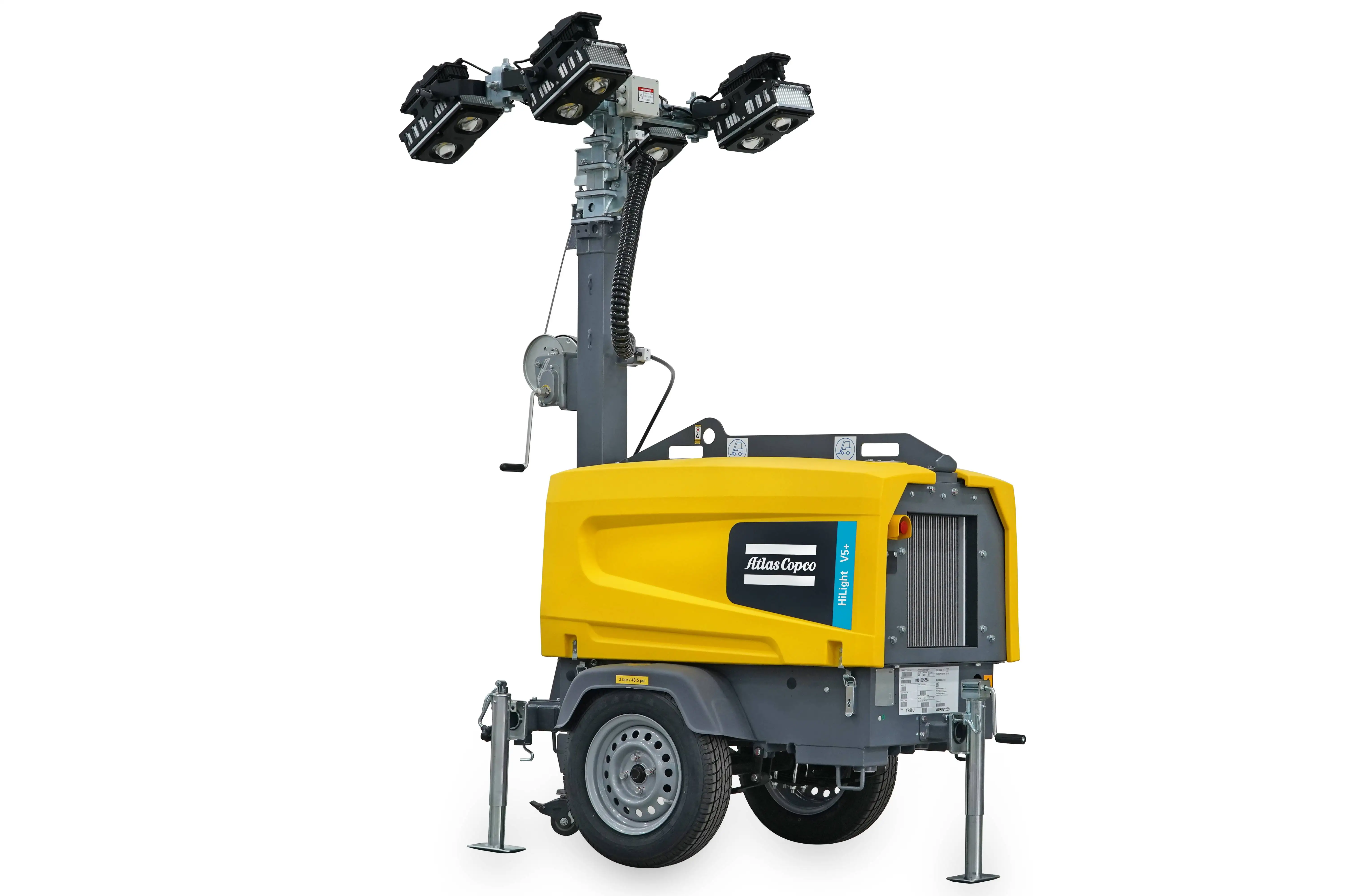 Atlas Copco HiLight V4+ V5+ Manual Portable Light Towers Outdoor 5m LED Electric Lighting Car for Industrial Use AC Power Source
