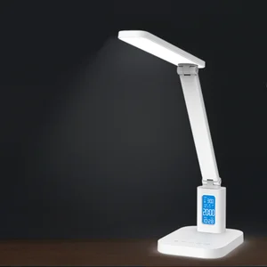 Foldable Eye-Care Study Lamp with Alarm Clock Touch Control LED Desk Lamp with Clock & Calendar Display 3 CCT 5 Levels Dimming
