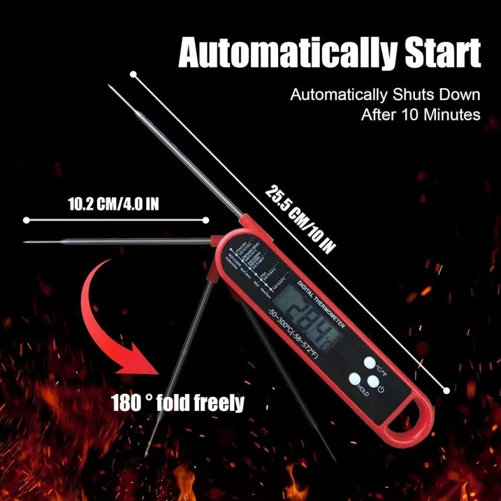 Factory Direct Sales Folding Temperature Measuring Food Thermometer Grilled Meat Thermometer Meat Barbecue Thermometer