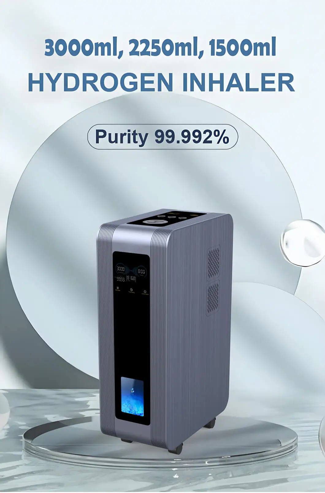 3000ml/min Hydrogen Inhalation Machine with 8000-10000 Hours Lifespan 8 Hours Timer and 2000±10 ml/min H2 Output