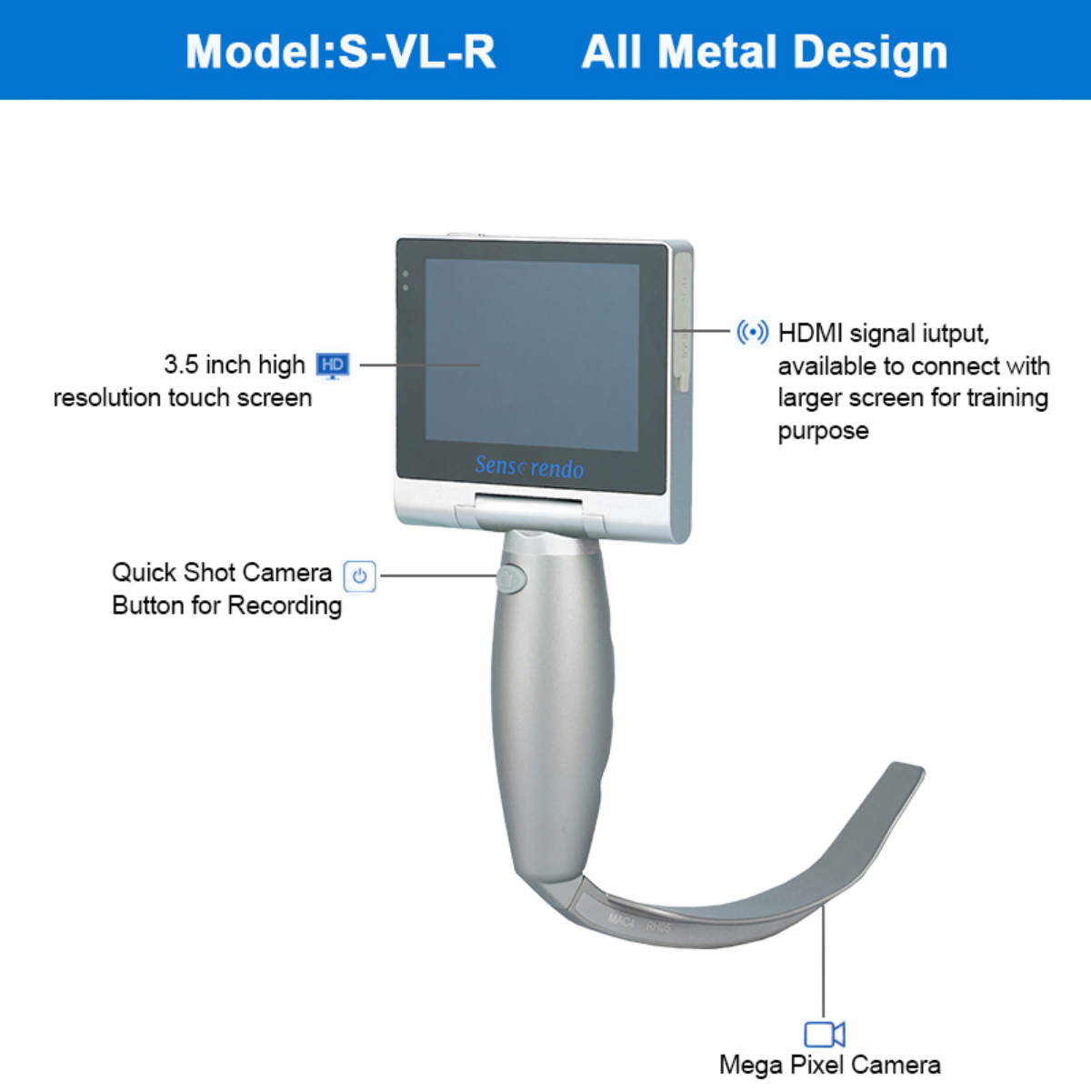 Sensorendo Touchscreen Video Laryngoscope For Anesthesia Intubation