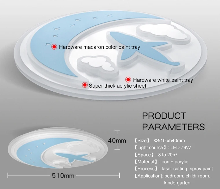 Macaron color airplane cloud children room ceiling light LED high brightness simple cartoon creative bedroom lamp