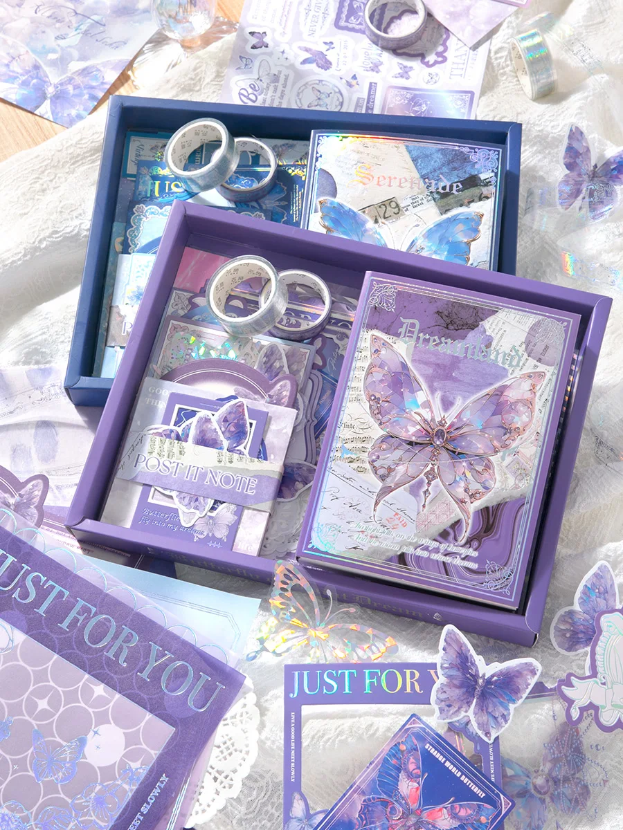 10-Pack Butterfly Loves Wood Paper Stickers - Vintage Style Scrapbooking & Journaling Supplies