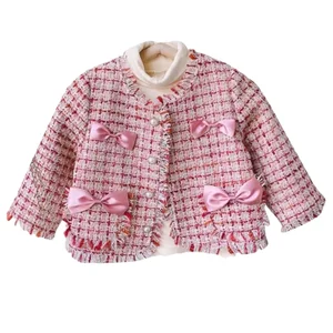 Winter New Design Elegant Girls Coats Fashionable Quilted Bows Children Outwears