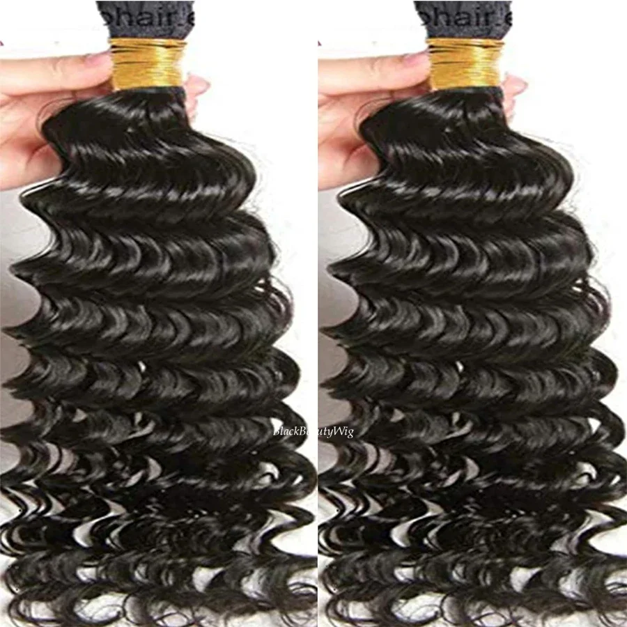 Capelli umani sfusi a onde profonde per intrecciare, estensioni per capelli brasiliani Remy, micro trecce da 100 g_voghion.com