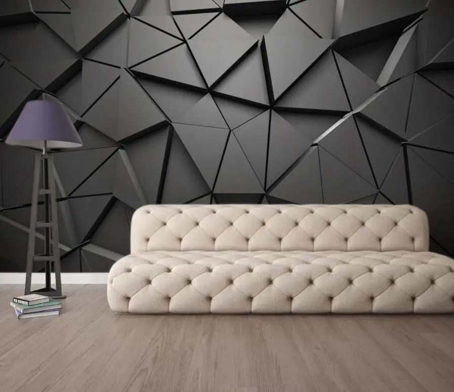 ZHIHAI 3D Geometric Abstract Grey Triangles Background Designer Wallpaper