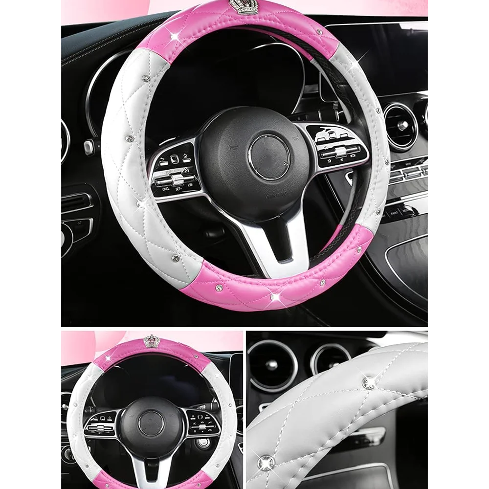 Medium Size Women Steering Wheel Cover Diamond Blingbline Beautiful