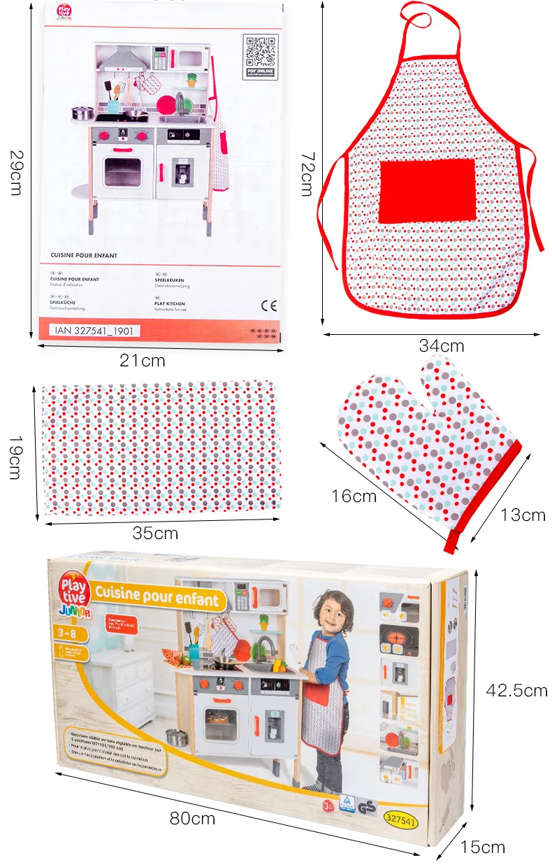 giocattolo da cucina in legno stile europeo per bambini di grandi  dimensioni con suono e luce fingere gioco di ruolo giocattolo di cottura in  legno