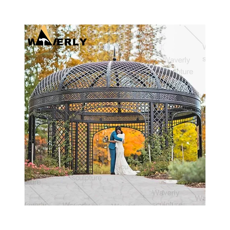 Large Garden Metal Pergola Gazebo - Wrought Iron Designs