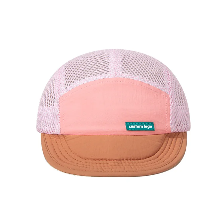 High Quality Custom Logo Label  Running Cap Lightweight Soft Short Brim Mesh Hole Camper Running Cap