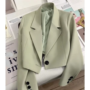 2026 New V-Neck Ladies Single Button Short Blazers Women Fashion Coat