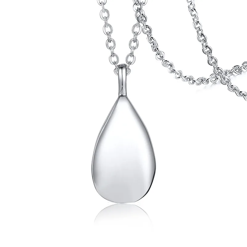 Stainless Steel Water Drop Tear Shaped Memorial Keepsake Locket Gift Cremation Ash Urn Pendant Necklace Jewelry for Women
